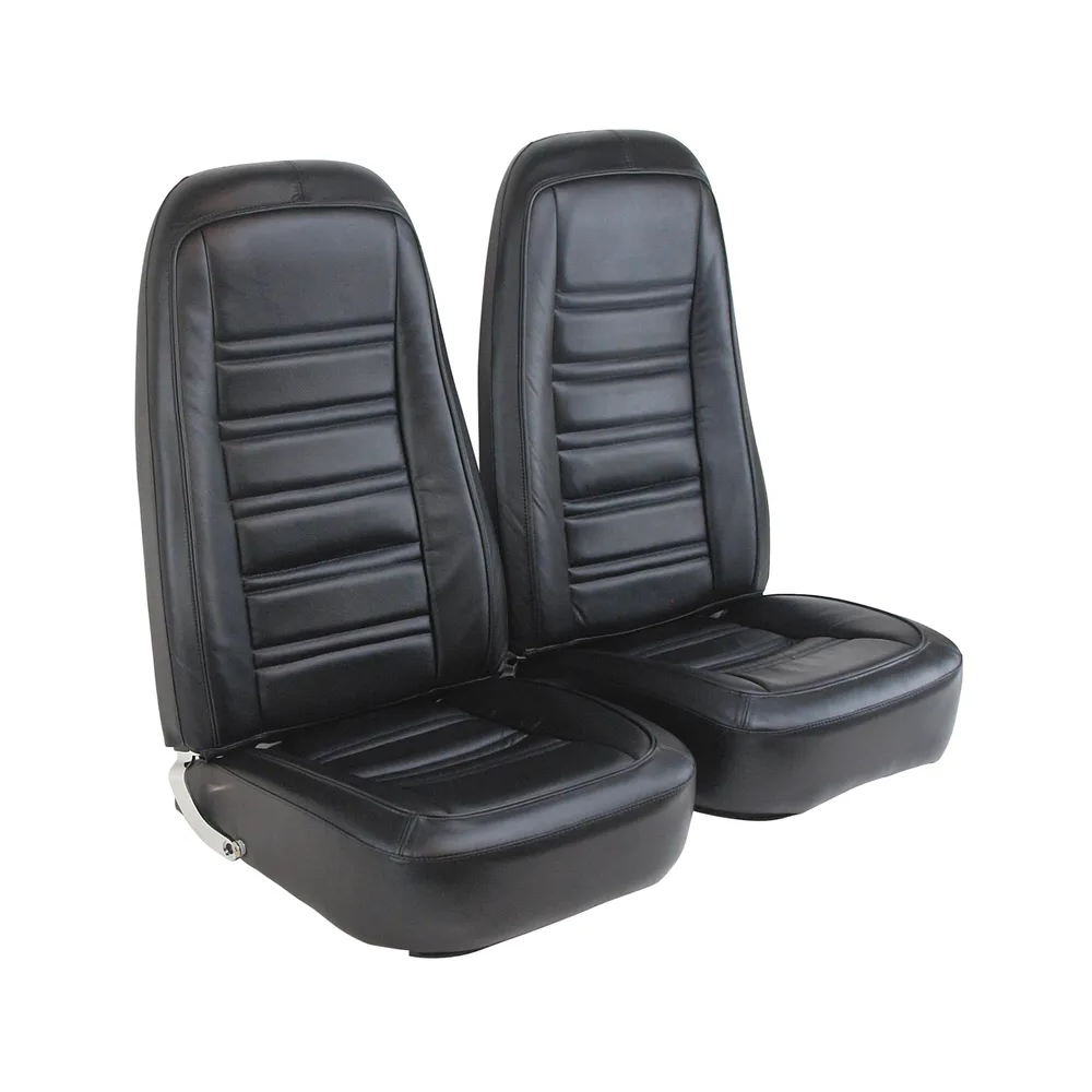 C3 1976-1978 Corvette Mounted Seats - Driver Series - Black Leather Vinyl