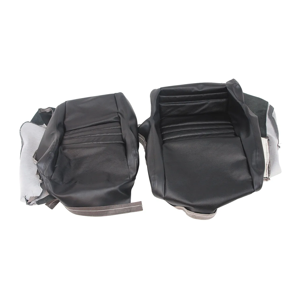 C3 1979-1982 Corvette Driver Leather Seat Covers Leather/Vinyl Black - 2-Inch Bolster