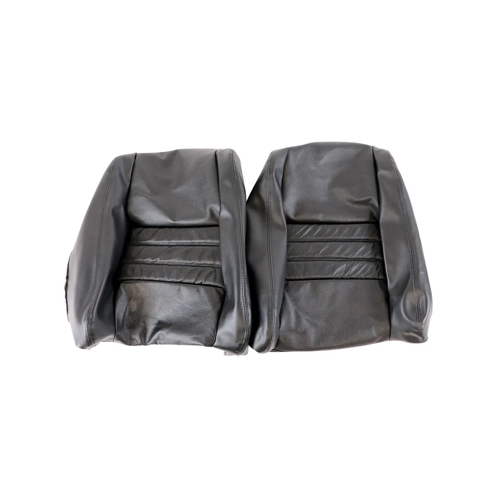 C3 1979-1982 Corvette Driver Leather Seat Covers Leather/Vinyl Black - 4-Inch Bolster