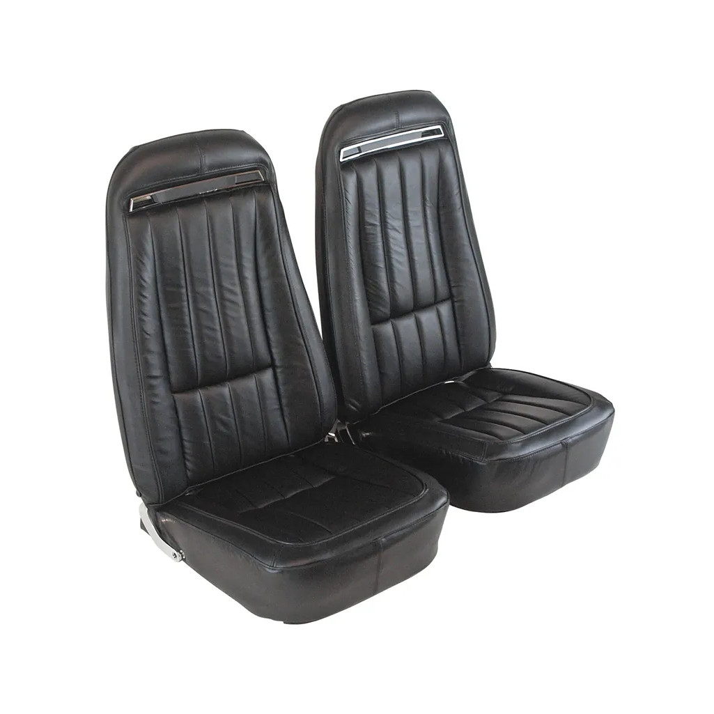 C3 1975 Corvette Driver Leather Seat Covers 100% Leather - Black - Pair