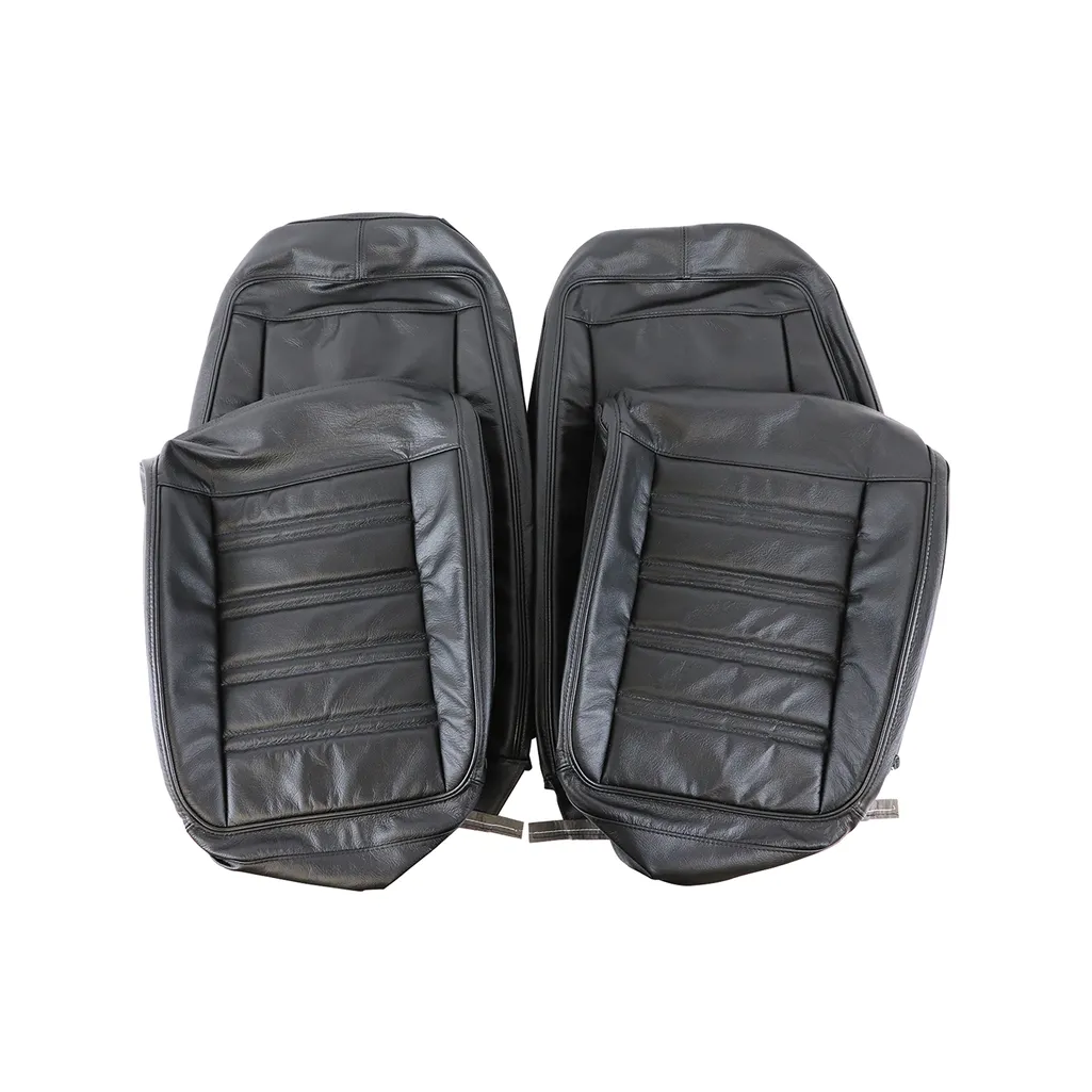C3 1972-1974 Corvette Driver Leather Seat Covers 100% Leather - Black - Pair