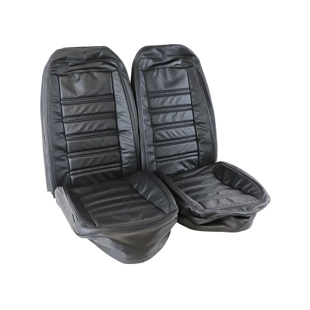 C3 1972-1974 Corvette Driver Leather Seat Covers 100% Leather - Black - Pair