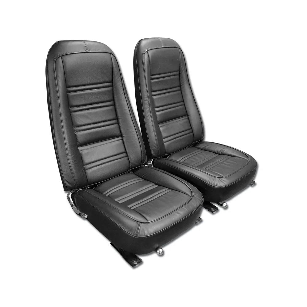 C3 1976-1978 Corvette Mounted Seats - Driver Series - Black 100% Leather