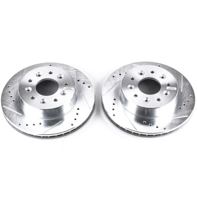 Corvette Power Stop Front Evolution Drilled & Slotted Rotors - Pair 1963-1982