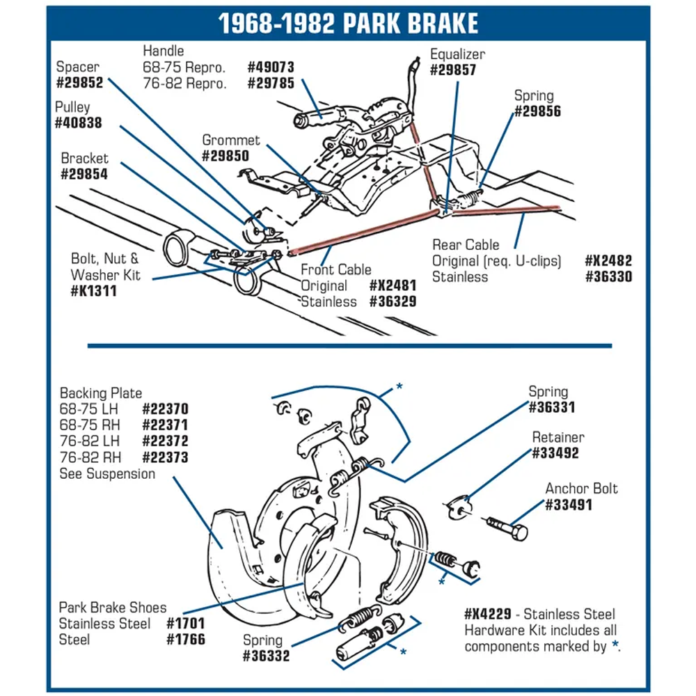 C3 1968-1975 Corvette Park Brake Handle - Reproduction