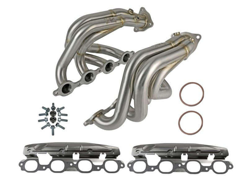 aFe Twisted 304 Stainless Steel Header for Chevrolet Corvette C8 6.2L V8 - Brushed Finish