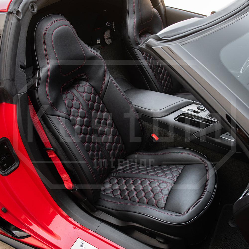 Corvette Custom Leather Seat Covers - Standard Seats : 2014-2019 C7 Stingray, Z51, Z06, Grand Sport