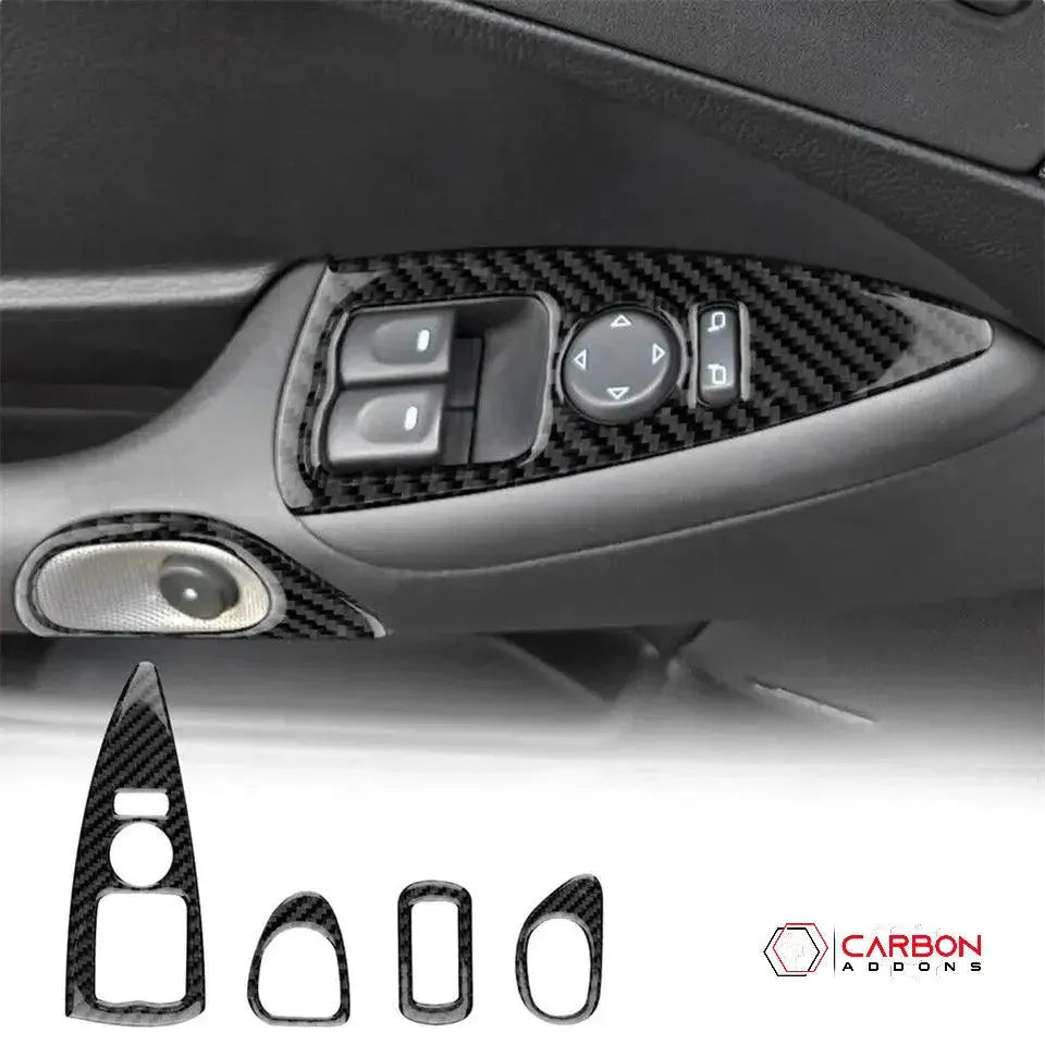 [4pcs] Real Carbon Fiber Window & Door Switch Trim Overlay | C6 2005-2013 Corvette - carbonaddons Carbon Fiber Parts, Accessories, Upgrades, Mods