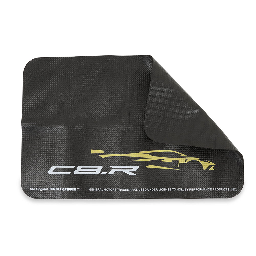 Corvette Original Fender Gripper Mat with C8.R Car Logo - 34" X 22" : Black