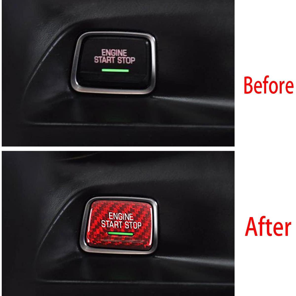 C7 Corvette Ignition Start-Stop Button Overlay Carbon Fiber : Red