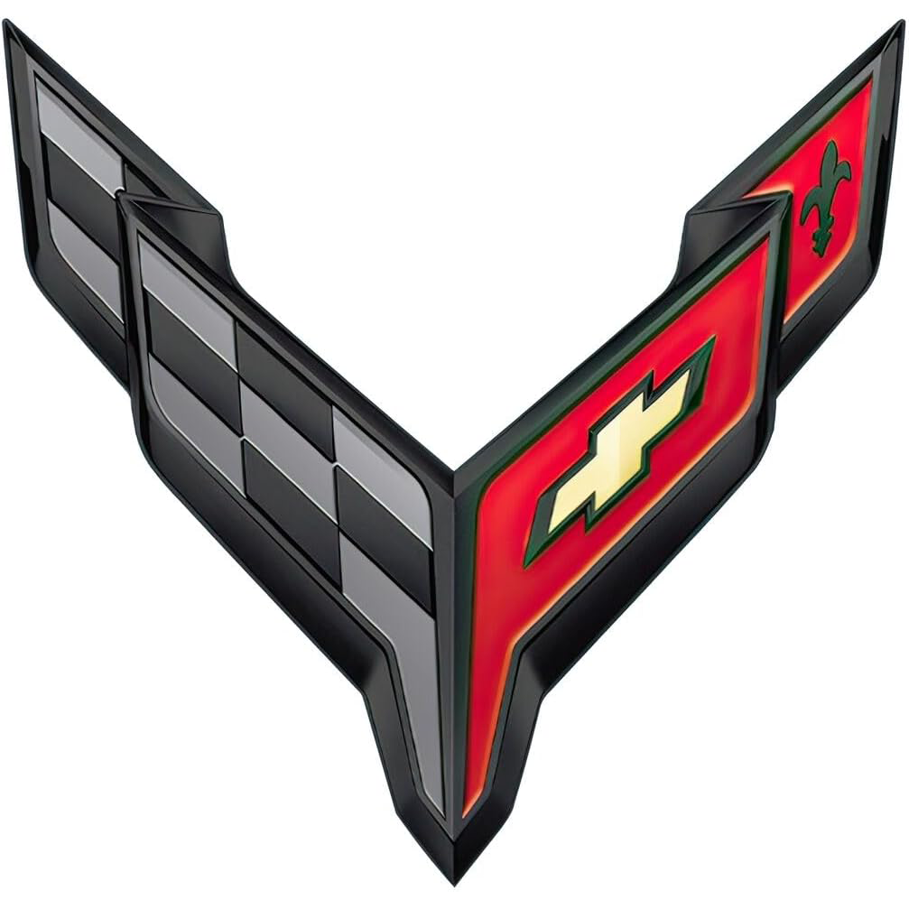Corvette Metal Crossed Flags Hood Panel Badge Front Trunk - Black : 2020+ C8