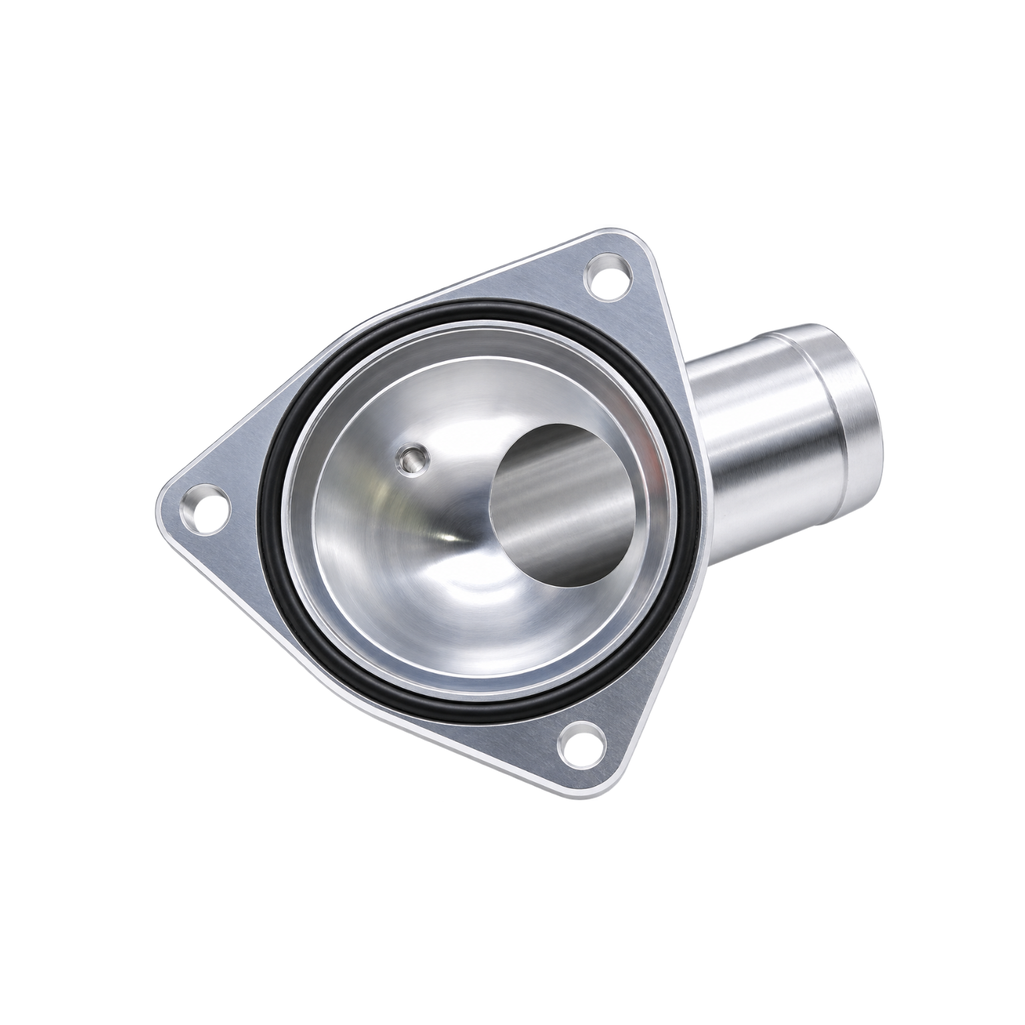 and replaces the factory plastic thermostat housing with a stronger, performance-focused aluminum design 530180