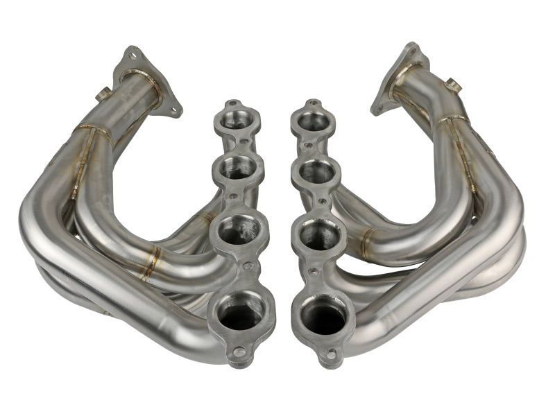 aFe Twisted 304 Stainless Steel Header for Chevrolet Corvette C8 6.2L V8 - Brushed Finish