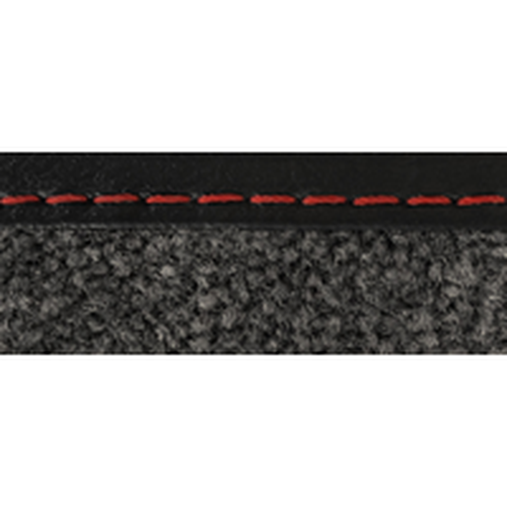 C8 Corvette Floor Mats - Lloyds Mats with C8 Crossed Flags & Corvette Script Black Binding, Red Stitching