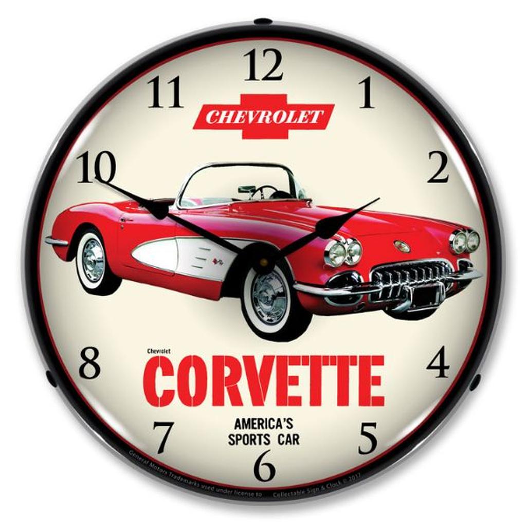 C1 1959 Corvette LED Clock, Red