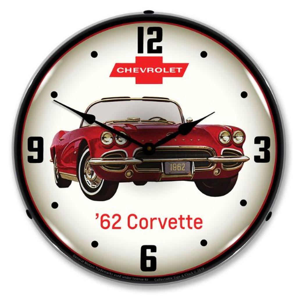 C1 1962 Corvette LED Clock, Red
