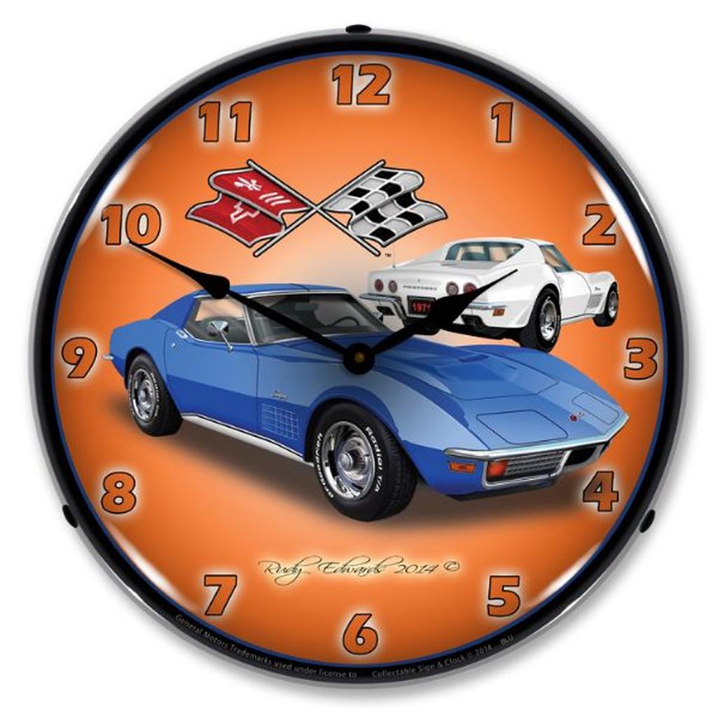 C3 1971 Corvette LED Clock, Stingray Blue