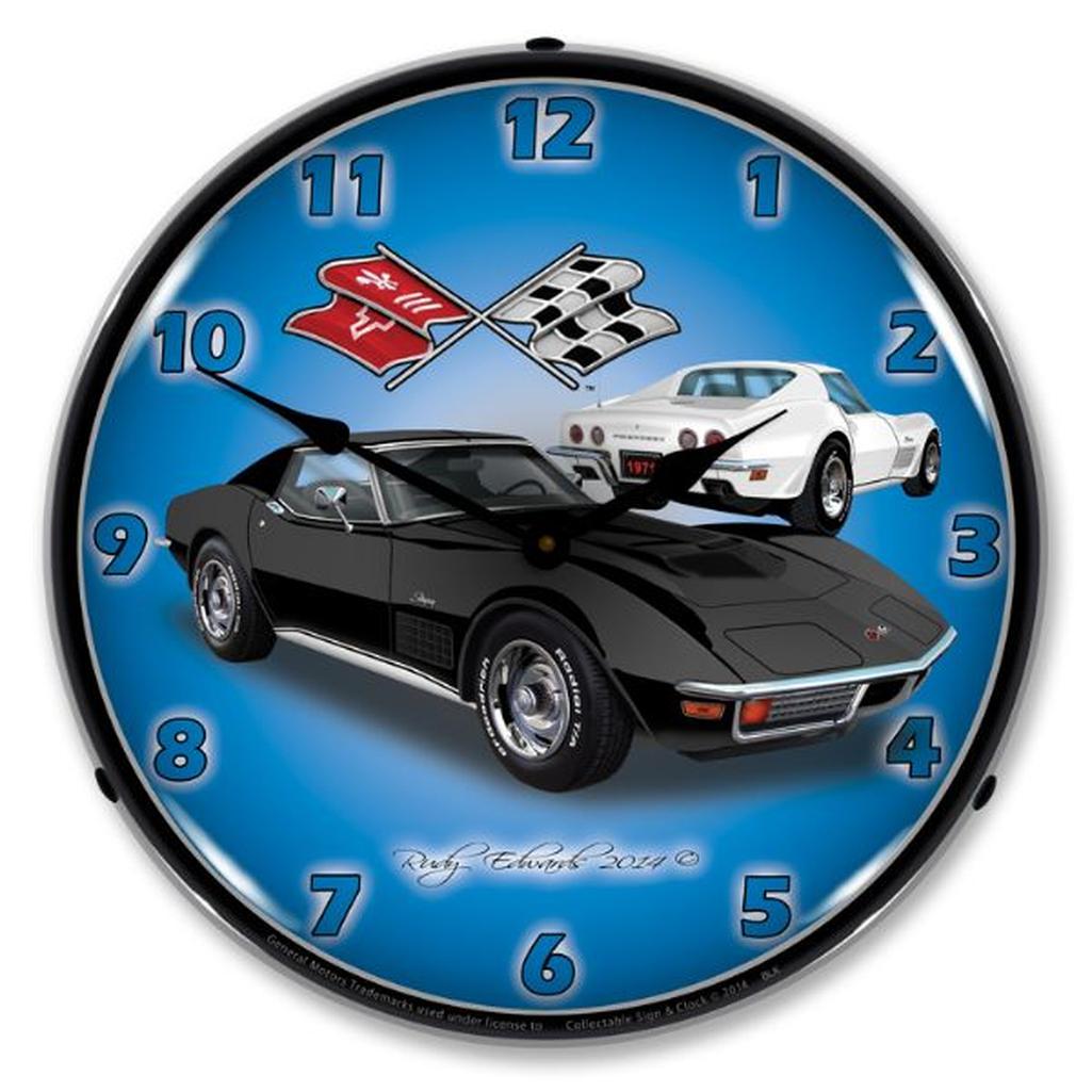 C3 1971 Corvette LED Clock, Stingray Black