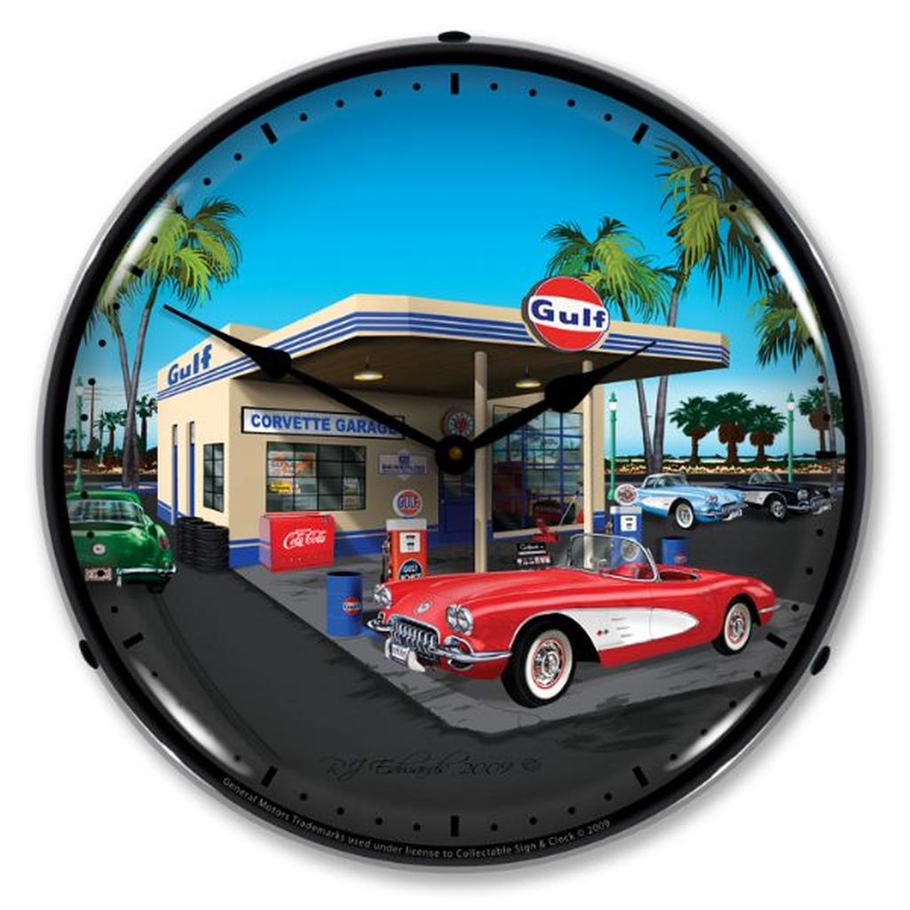 C1 1959 Corvette LED Clock, Gulf Gas Station