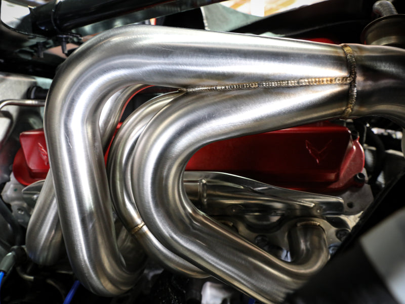 aFe Twisted 304 Stainless Steel Header for Chevrolet Corvette C8 6.2L V8 - Brushed Finish