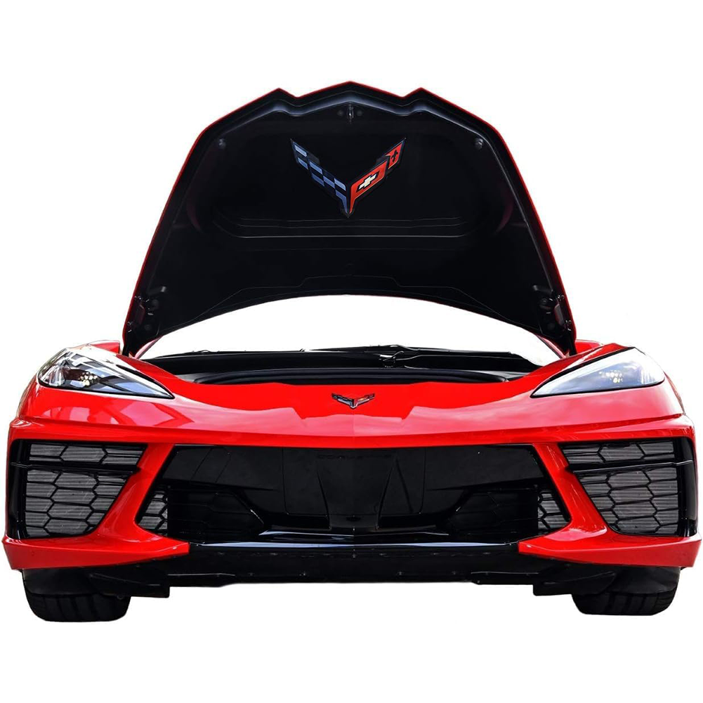 Corvette Metal Crossed Flags Hood Panel Badge Front Trunk - Black : 2020+ C8