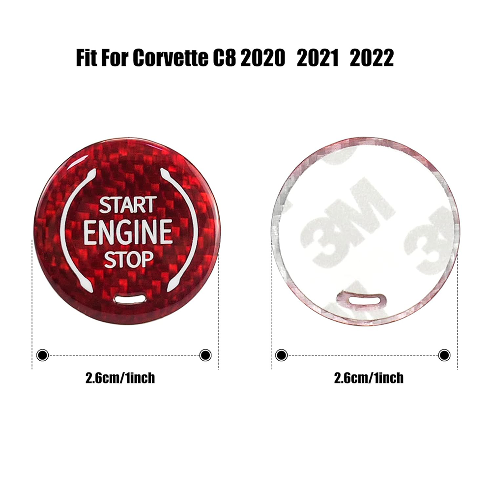 C8 Corvette Ignition Start-Stop Button Overlay Carbon Fiber : Red
