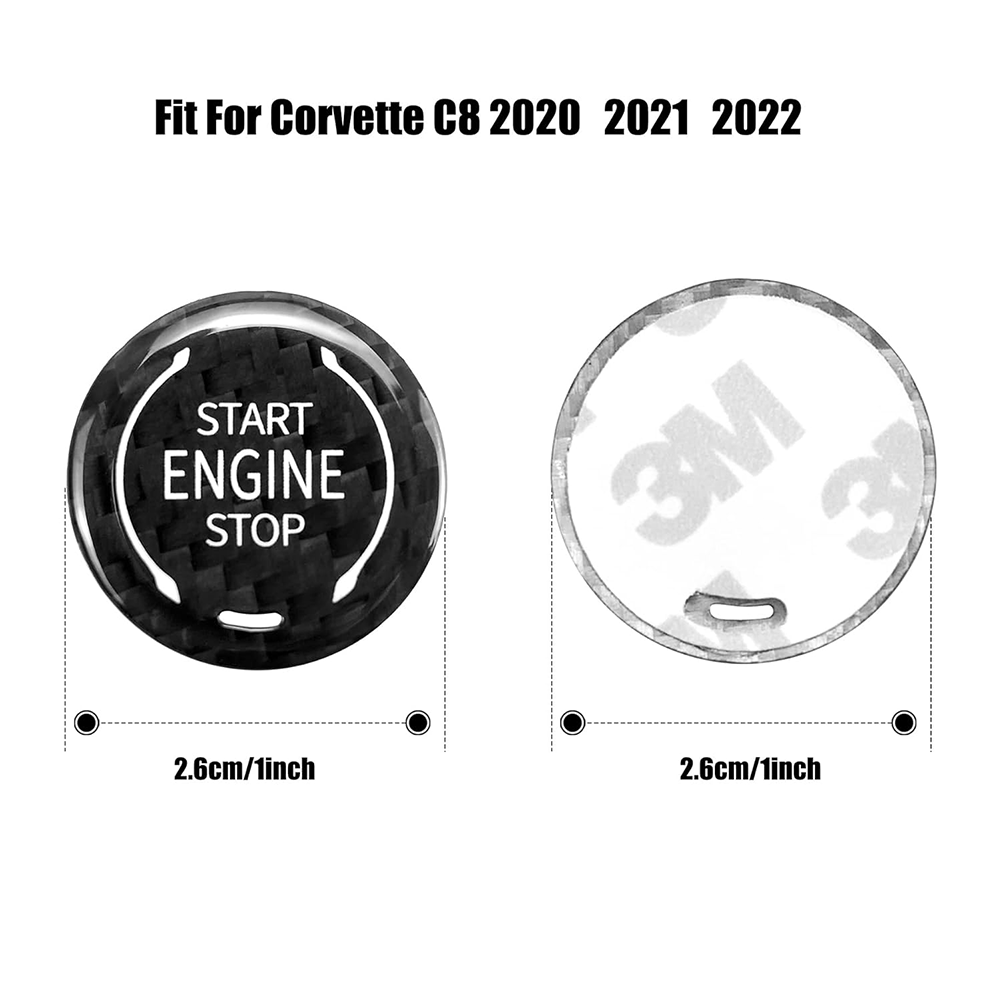 C8 Corvette Ignition Start-Stop Button Overlay Carbon Fiber : Black