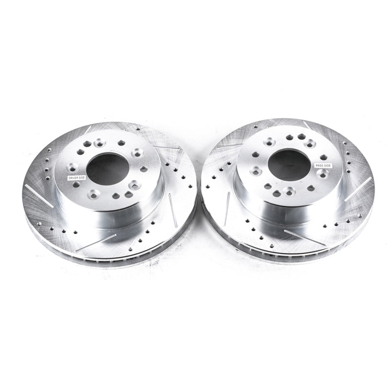 Corvette Power Stop Rear Evolution Drilled & Slotted Rotors - Pair 1963-1982