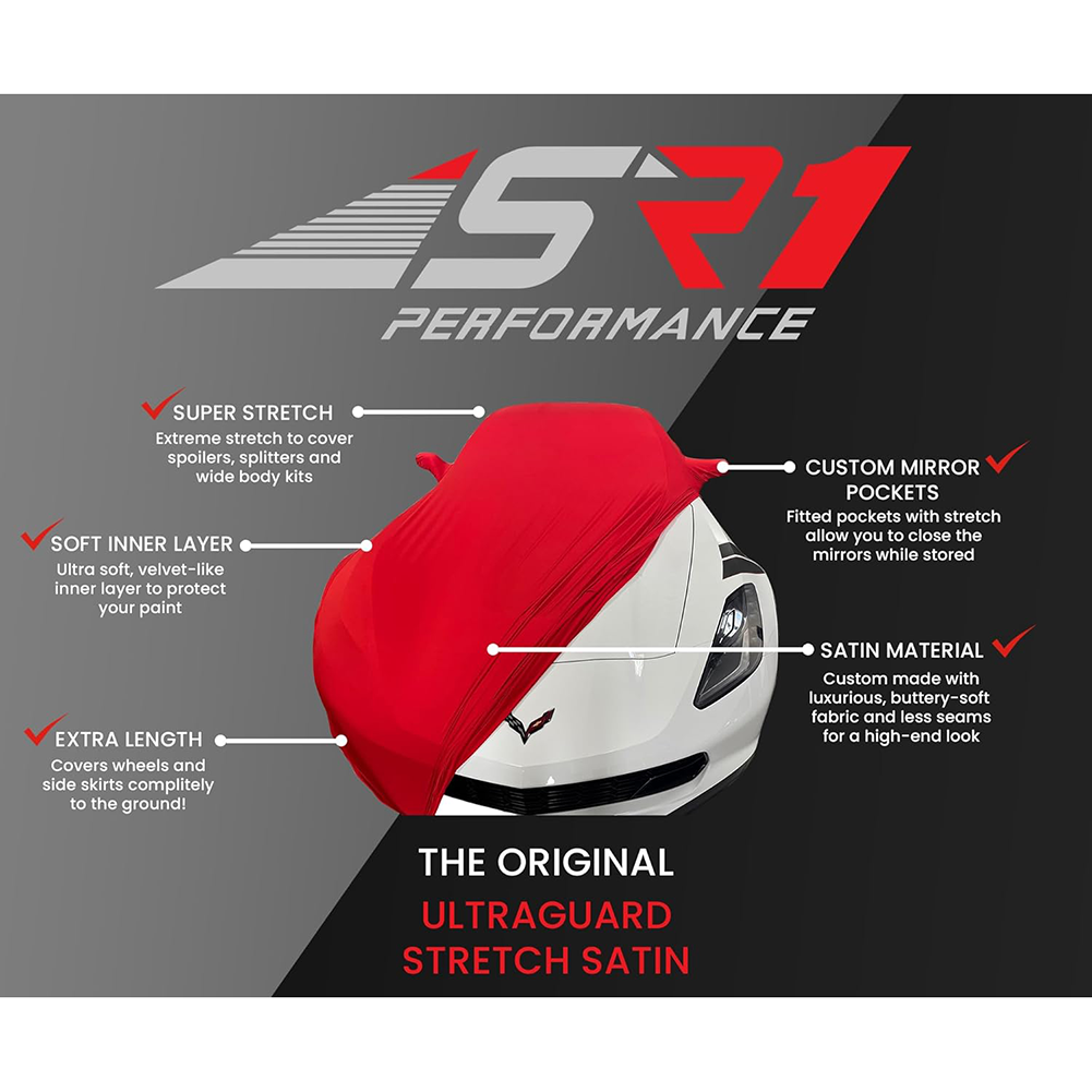 Corvette Ultraguard Stretch Satin Sport Car Cover - Red/Black - Indoor : 1984-1996 C4