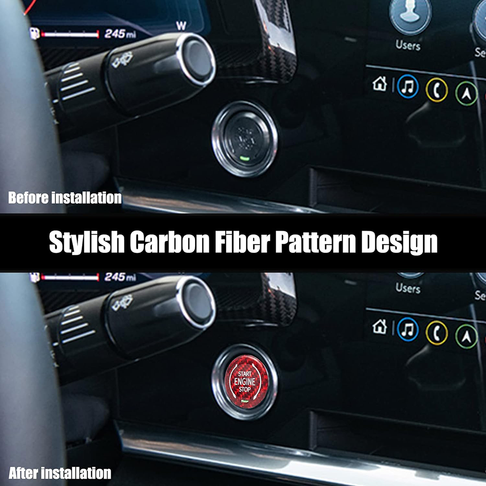C8 Corvette Ignition Start-Stop Button Overlay Carbon Fiber : Red