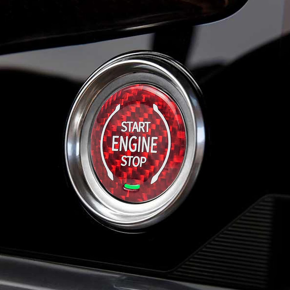 C8 Corvette Ignition Start-Stop Button Overlay Carbon Fiber : Red