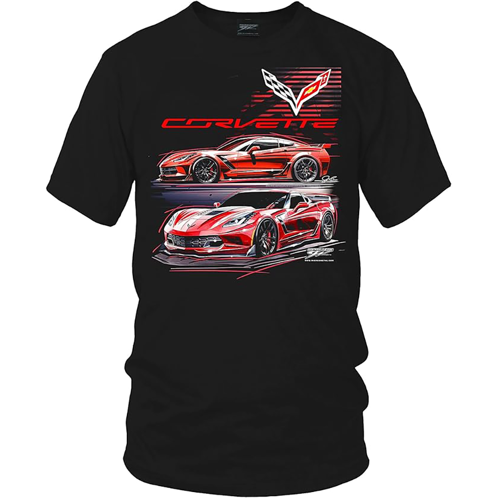 C7 Corvette Wicked Metal Red Prototype T-Shirt : Black (Large)