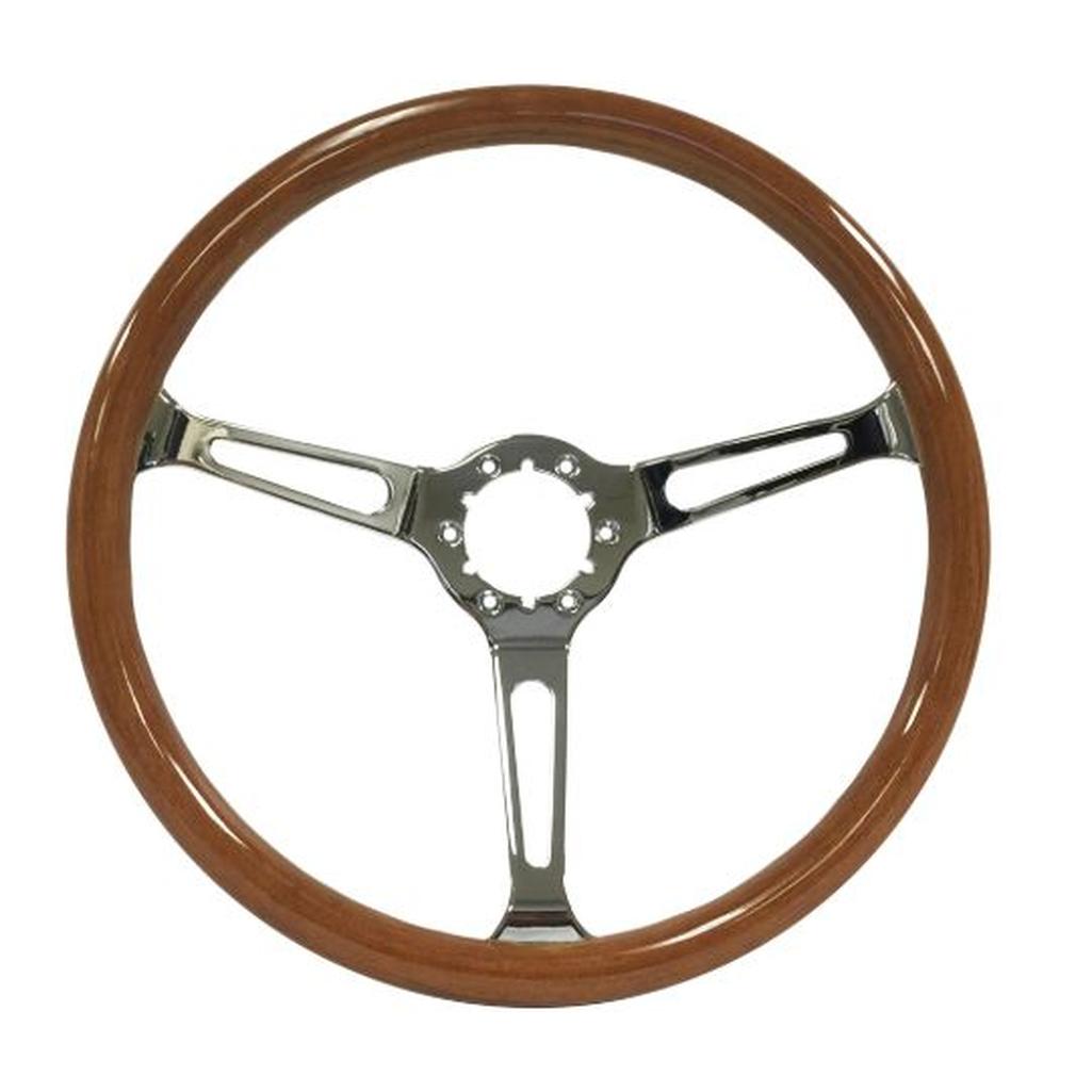 C3 1968-1982 Corvette Wood Steering Wheel W/Polished Spokes - Light - Light Wood