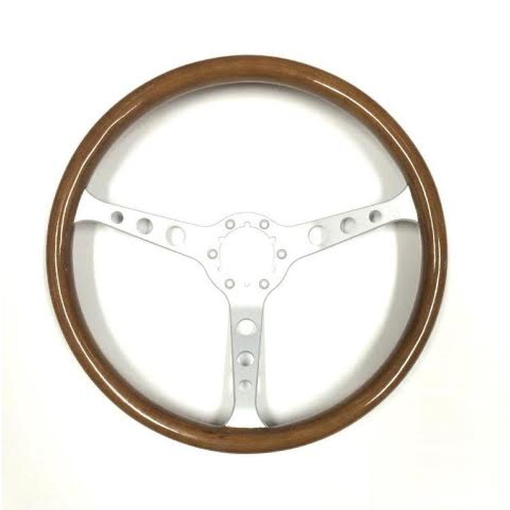 C3 1968-1982 Corvette Steering Wheel - Wood W/Brushed Spokes