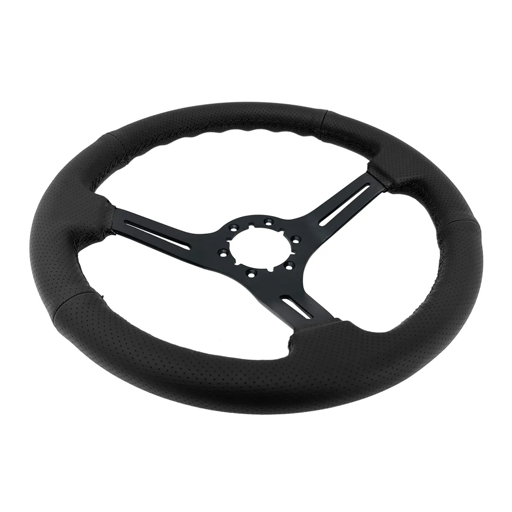 C3 1963-1982 Corvette Perforated Leather Wrapped Steering Wheel W/Black Spokes