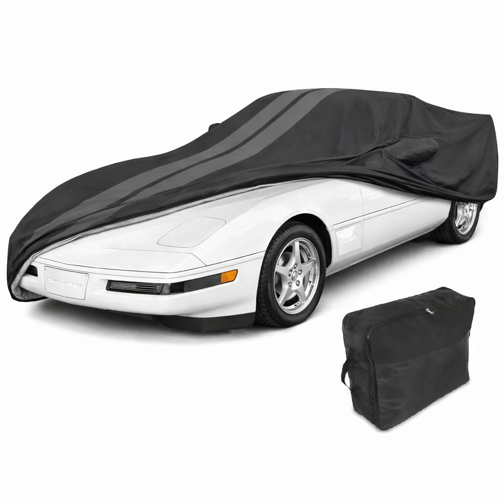 Corvette Ultraguard Plus Car Cover - Indoor/Outdoor Protection - Black W/ Gray Stripes : 1984-1996 C4