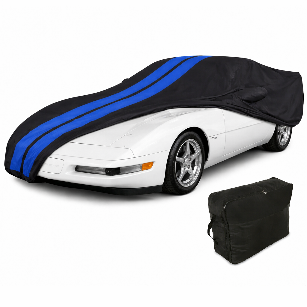 Corvette Ultraguard Plus Car Cover - Indoor/Outdoor Protection - Black W/ Blue Stripes : 1984-1996 C4