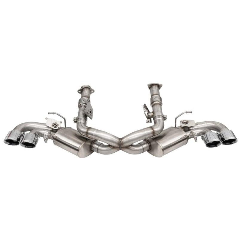 Corvette C8 Corsa 3in Valved Cat-Back 4.5in Pol Quad Tips Fits Factory Perf Exhaust Deletes AFM 2020-2024