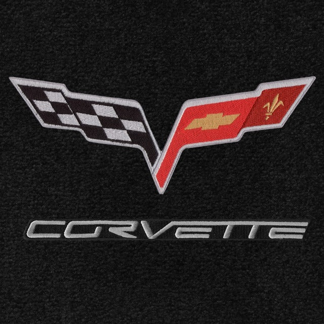 Corvette Lloyd Ultimat Floor Mats - C6 Emblem and Corvette Script : C6 2005-2007 Early (Post Syle Anchor)