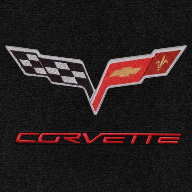Corvette Lloyd Ultimat Floor Mats - C6 Emblem and Corvette Script : C6 2005-2007 Early (Post Syle Anchor)