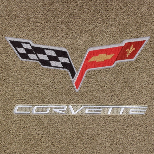 Corvette Lloyd Ultimat Floor Mats - C6 Emblem and Corvette Script : C6 2005-2007 Early (Post Syle Anchor)