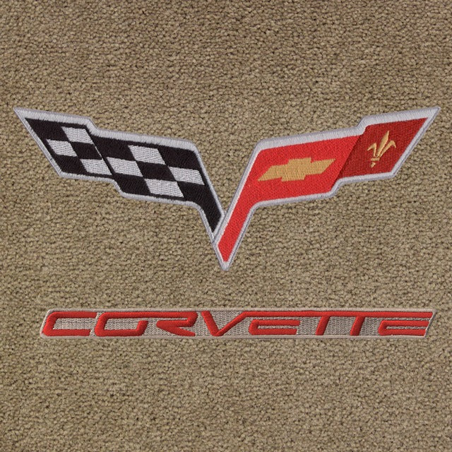 Corvette Lloyd Ultimat Floor Mats - C6 Emblem and Corvette Script : C6 2005-2007 Early (Post Syle Anchor)