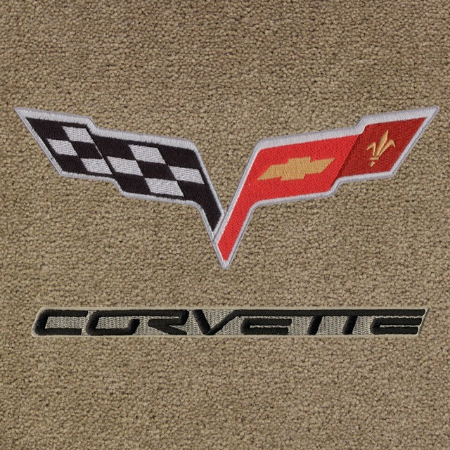Corvette Lloyd Ultimat Floor Mats - C6 Emblem and Corvette Script : C6 2005-2007 Early (Post Syle Anchor)