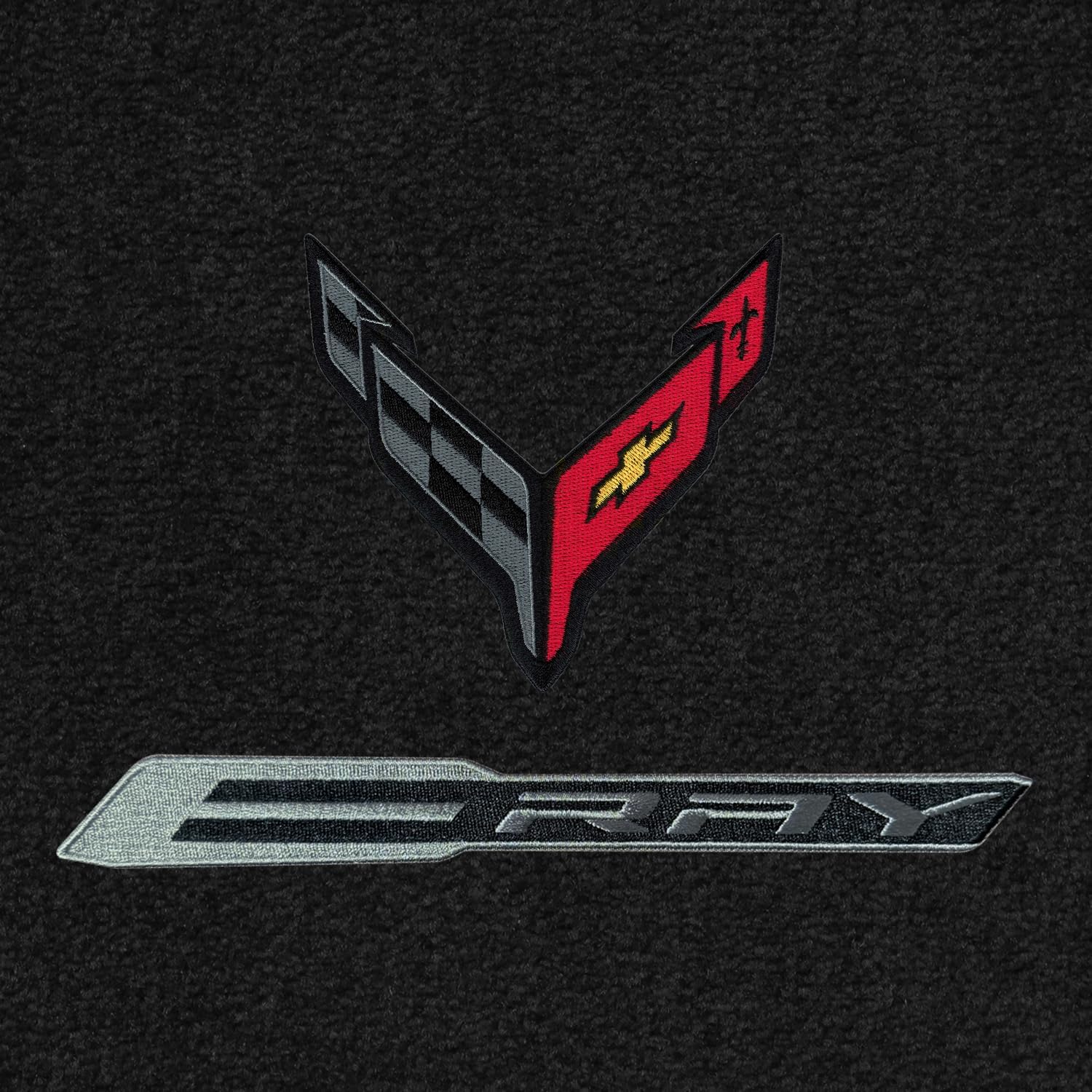 C8 E-Ray Corvette Floor Mats - Lloyds Mats with C8 Flag Over E-Ray Logo