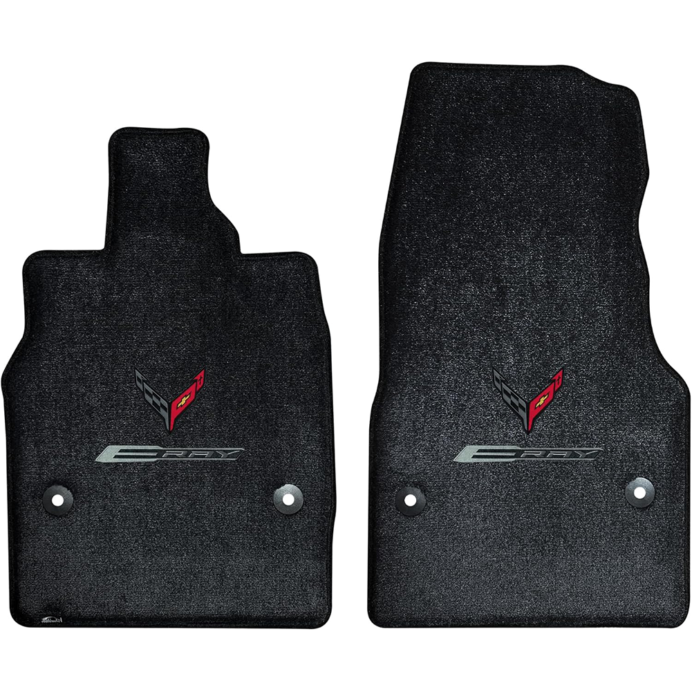 C8 E-Ray Corvette Floor Mats - Lloyds Mats with C8 Flag Over E-Ray Logo