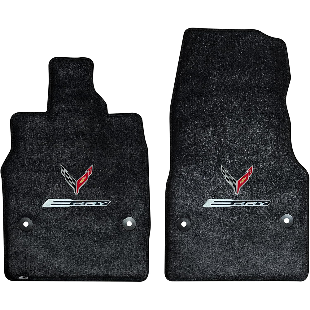 C8 E-Ray Corvette Floor Mats - Lloyds Mats with C8 Flag Over E-Ray Logo