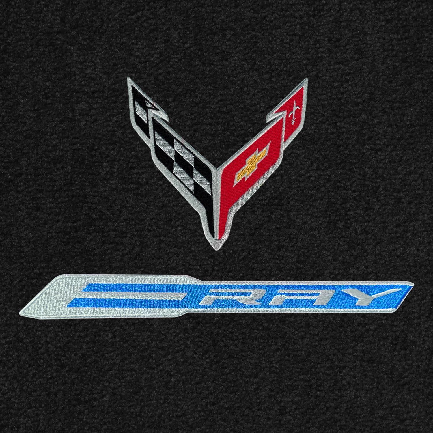 C8 E-Ray Corvette Floor Mats - Lloyds Mats with C8 Flag Over E-Ray Logo