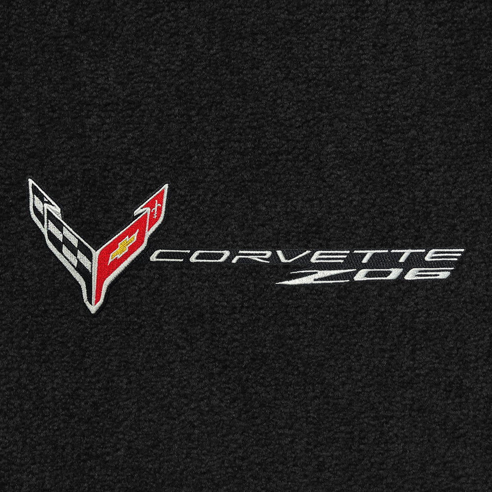 C8/Z06 Corvette Floor Mats - Lloyds Mats With Flags, Corvette Script And Z06 Logo Combo