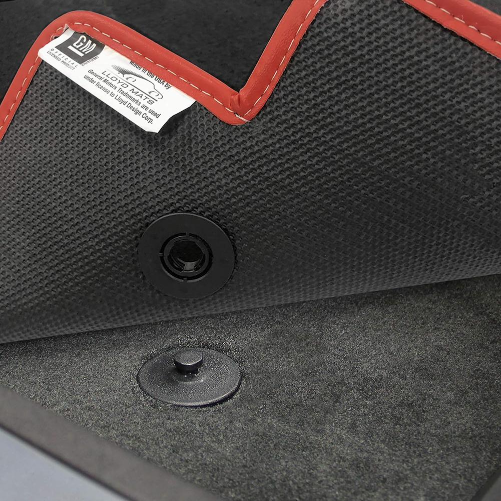 Corvette Floor Mats - Lloyds Velourtex Mats with C7 Crossed Flags & Corvette Script W/ Red Binding : C7 Stingray, Z51