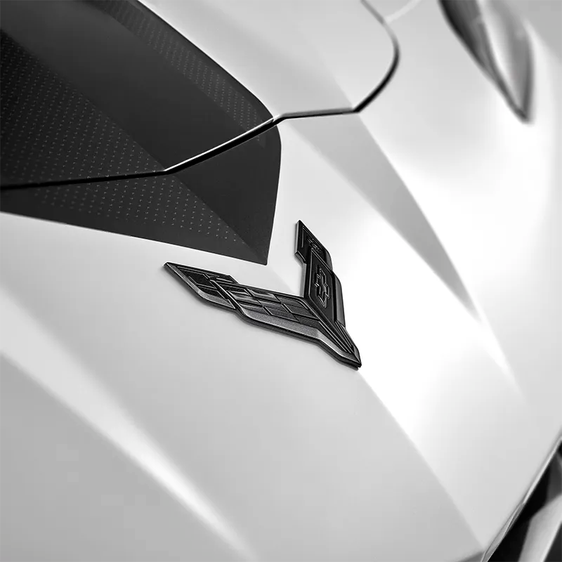 Corvette GM Crossed Flags Front Nose Emblem - Stealth Carbon Flash : C8 Stingray, Z51
